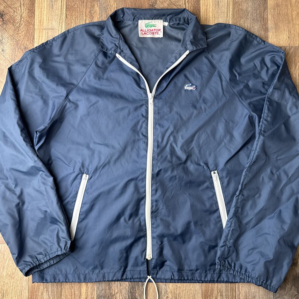 Vintage 80s Lacoste Jacket Men's Large‎ Blue Windbreaker Waterproof Golf 6067 - Picture 4 of 13
